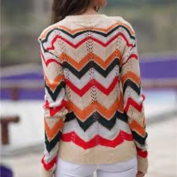NEW Fasumawa Sunset Chevron Sweater Size S - Picture 3 of 7